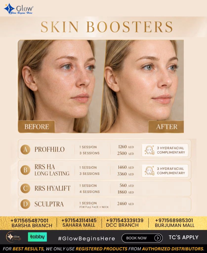Skin boosters offers in dubai & sharjah with sculptra, profhilo and more